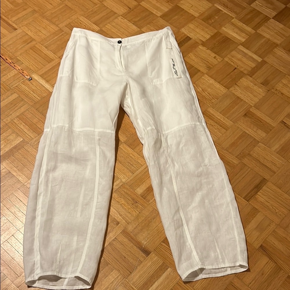 Sarah Pacini White Linen Pants
